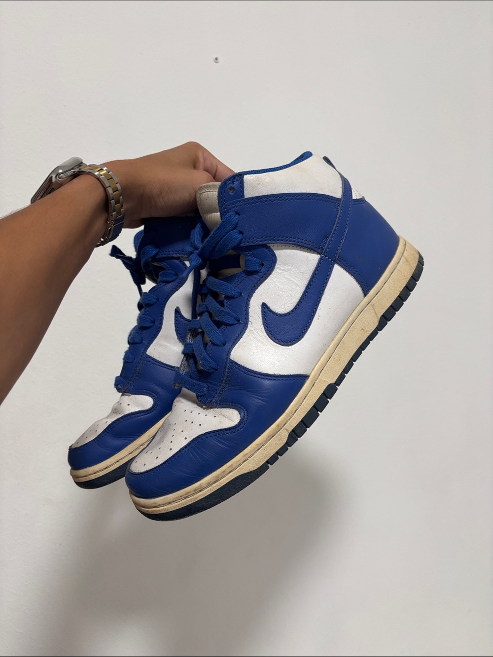 Women's High-Top Sneakers in Blue and White